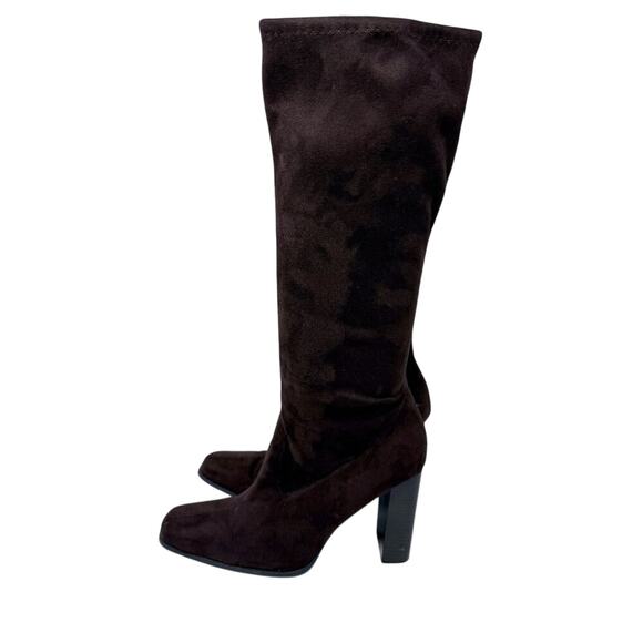 Vintage Y2K Candie’s Brown Faux Suede Knee High Boots Women's Size 10 Side Zip - Picture 3 of 10